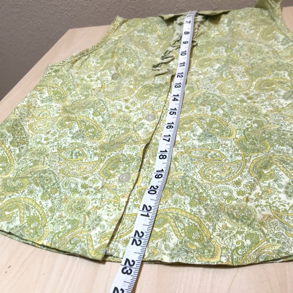 Sleeveless Button Down Blouse with Collar Ruffle Paisley Fresh Colors Small NWOT - Picture 6 of 7